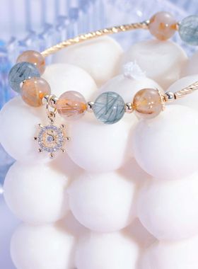 金发晶手链女ins小众设计学生闺蜜绿发晶手串简约手饰