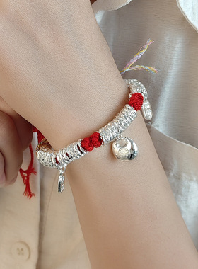 新中式编织彩绳小胖福吊坠手链 藏式复古小众设计感甜美百搭手饰