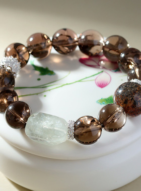 批发天然水晶茶阿赛黑金超七绿水晶手链大气原创男女新款手串饰品