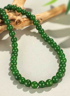 新品8mm绿玉髓圆珠单圈项链女不掉色夏季高级感串珠项链项饰批发