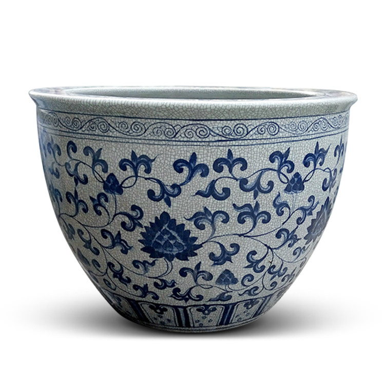 景德镇仿古开片陶瓷鱼缸包邮陶瓷缸鱼缸瓷缸书画缸青花瓷缸大号