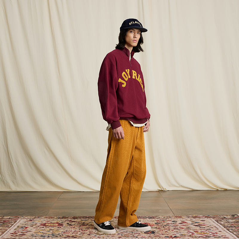 JOYRICH 2024秋冬新品男女同款复古摇粒绒半开领拉链宽松长袖卫衣