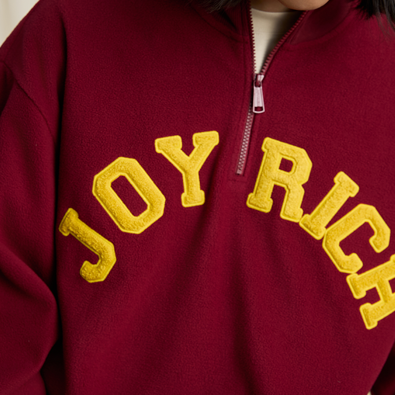 JOYRICH 2024秋冬新品男女同款复古摇粒绒半开领拉链宽松长袖卫衣