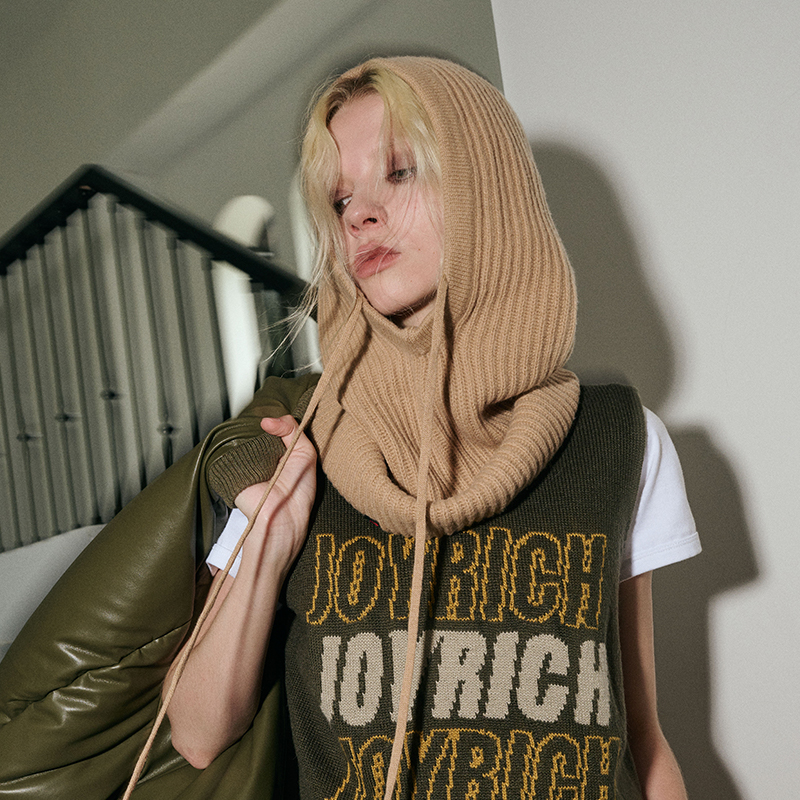 JOYRICH复古羊毛巴拉克拉法帽一体套头毛线帽围脖秋冬季新款男女