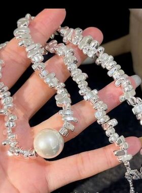 碎银子项链女韩版新款时尚潮流式网红轻奢设计感小众不规则锁骨链
