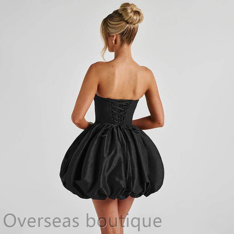 Dress, strapless dress, short skirt露背礼服抹胸连衣裙女 短裙 - 图2