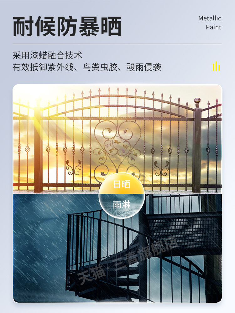 三青金属防锈油漆阳台栏杆护栏翻新刷门铁防盗暖气片水性白改色漆-图1