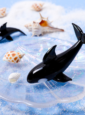 新款动物摆件鲸鱼玻璃工艺品小摆件创意家居小摆件桌面装饰品摆件