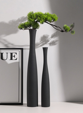 贝汉美禅意拉丝花瓶感家居客厅插花摆件创意艺术跨境花器