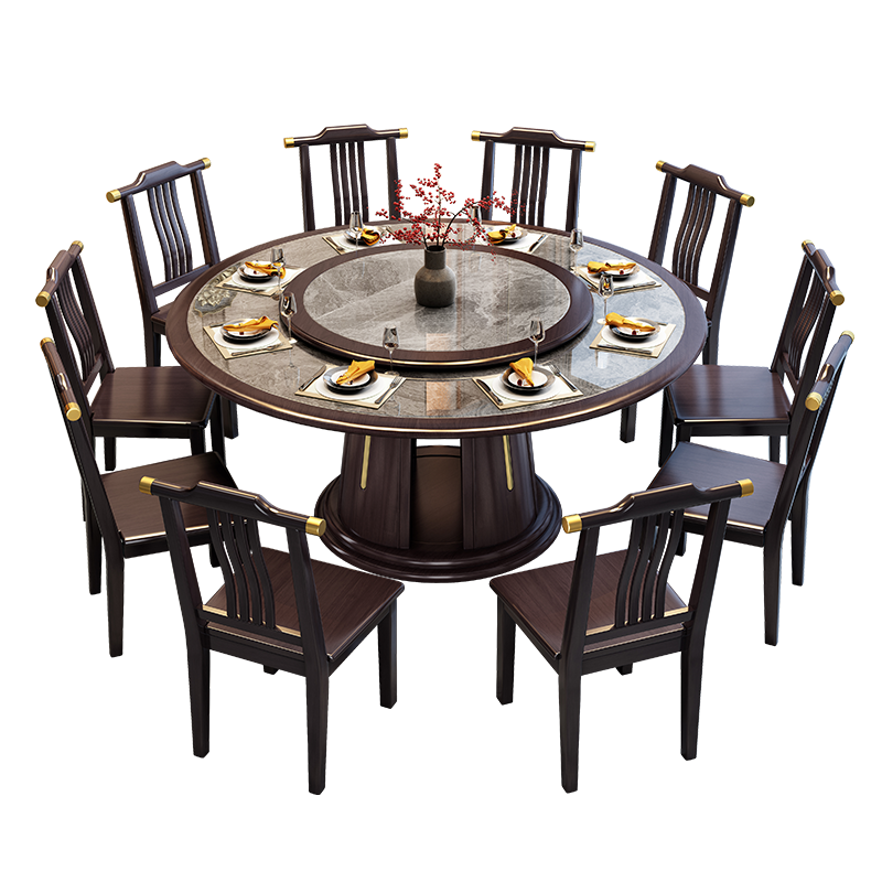 实木岩板餐桌椅组合现代简约2025新款酒店圆形大圆桌家用吃饭桌子,淘宝优惠券,粉丝福利购,淘宝优惠卷