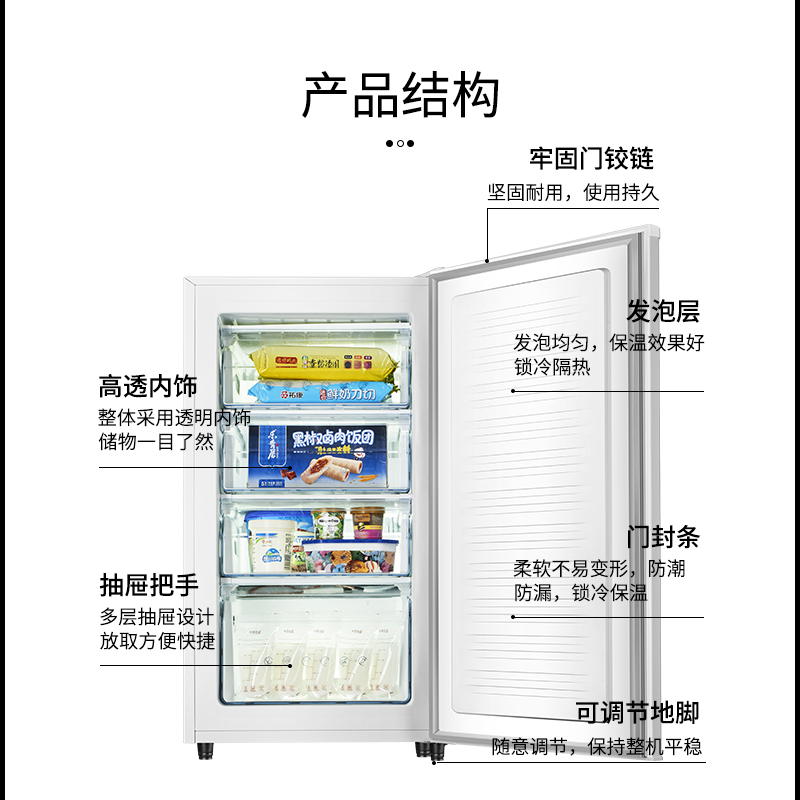 SAST/先科 BD-120立式冷柜全冷冻柜冰箱储奶冰箱小型侧开门抽屉式-图1