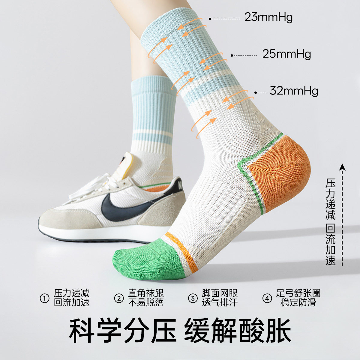运动压力小腿袜子女长袜夏季透气中筒袜跑步健身袜羽毛球长筒袜,淘宝优惠券,粉丝福利购,淘宝优惠卷