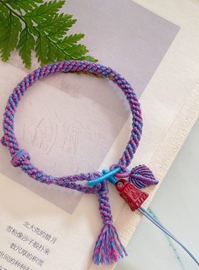 可加蜜蜡饼子玉吊坠手搓棉线手链手编小红书同款半成品金叶子手绳