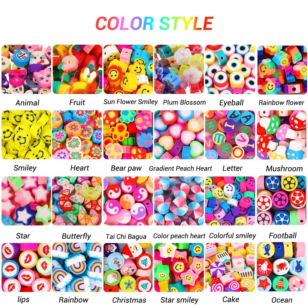 10MM Cute Clay Polymer Beads Set Box For Bracelet Jewelry Ma-图0