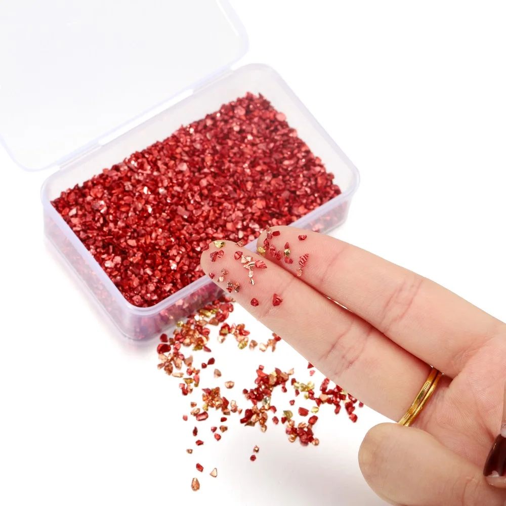 80g/Box Color Irregular Resin Filling Crushed Glass Stones F - 图3