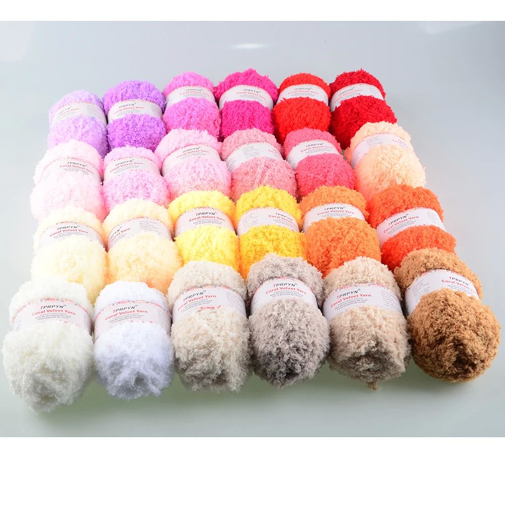 1Pc 50g Soft Hand Knitting Yarn DIY Velvet Coral Fluffy Yarn-图2