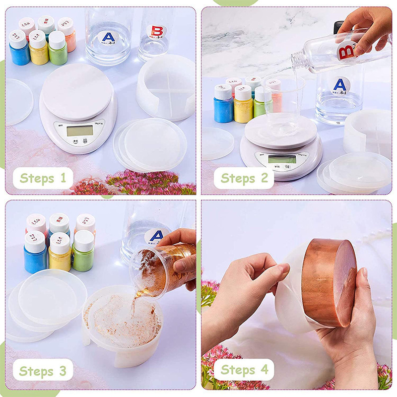 Coaster Resin Molds Round Container Silicone Mould Cups Mats-图3