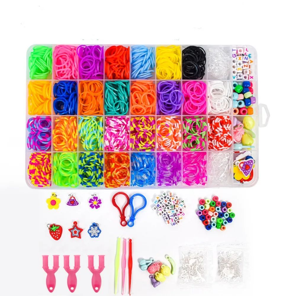 1 Box Rubber Loom Band Bracelet Kit Bead Set for DIY Elastic - 图0