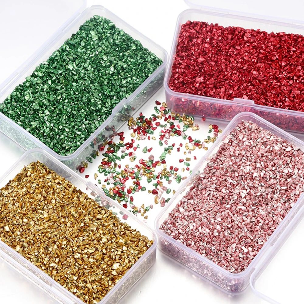 80g/Box Color Irregular Resin Filling Crushed Glass Stones F - 图2