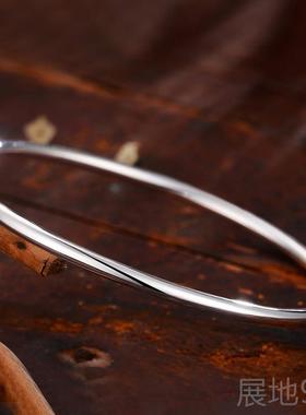 高档手镯实心银手女镯物9999女纯银细简约送朋友情人节礼素圈光面