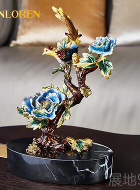 高档圣朗伦现代中式创意桌摆件家居轻厅奢珐琅彩办桌客玄关面公装