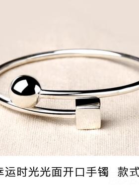 高档银工坊典999银手镯纯银女竹节开众口银镯小个性首饰送友女送