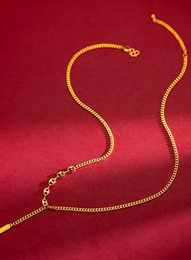 幸运签小金条项链 沙金小众高级感简约金色幸运签项链