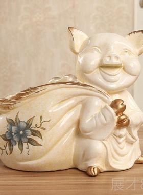 正品放钥匙收盒门口柜摆鞋北欧招财猪客厅创意家居装饰现纳件代简