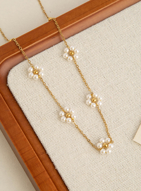 珍珠花朵锁骨链女2026新款