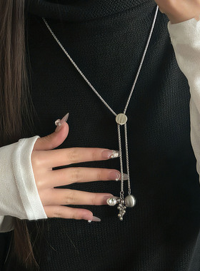 金属小球长款可调毛衣链女秋冬