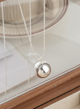 车静媛同款银球项链女韩国小众设计高级感气质简约长款毛衣链配饰