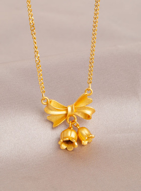 在逃公主蝴蝶结铃兰花项链女不掉色轻奢小众锁骨链高级感毛衣链