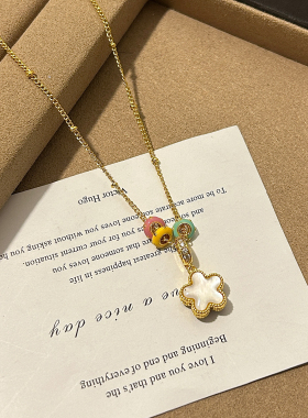 红色滴油双面五角星复古锁骨链