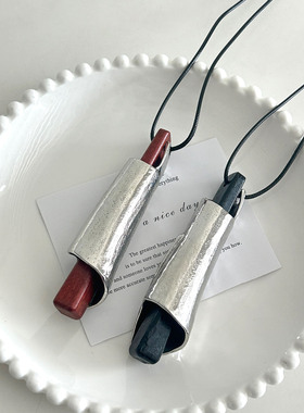 复古百搭款卷轴黑檀木皮绳项链