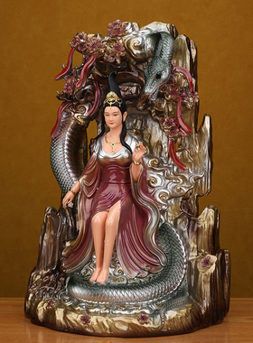 正品飞天蛇仙姑娘女娲神像娘娘白蛇青蛇摆件供奉像体真身招财树脂