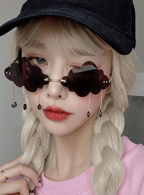 欧美无框云朵挂水珠个性太阳镜