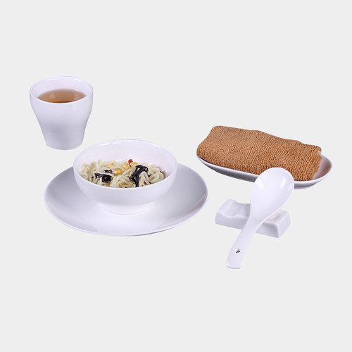 酒店摆台面包厢会所饭店餐具陶瓷用品会所筷架茶杯毛巾碟饭碗套装 - 图3