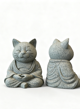 创意禅意猫模具青砂石鱼缸摆件