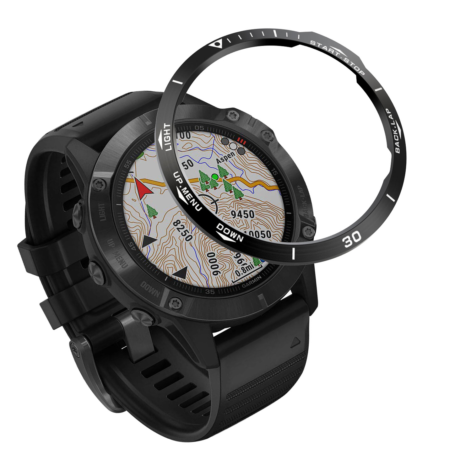 适配佳明Garmin Fenix6X手表飞耐时pro金属刻度钢圈表盘保护套-图2