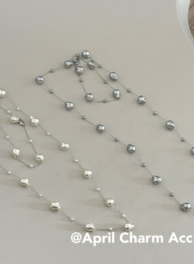 April Charm Acc小众设计感气质爱心状珍珠简约锁骨链多层颈链