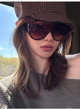 AC定制 复古墨镜超大框飞行员式蛤蟆镜男女圆脸大脸显瘦遮阳眼镜