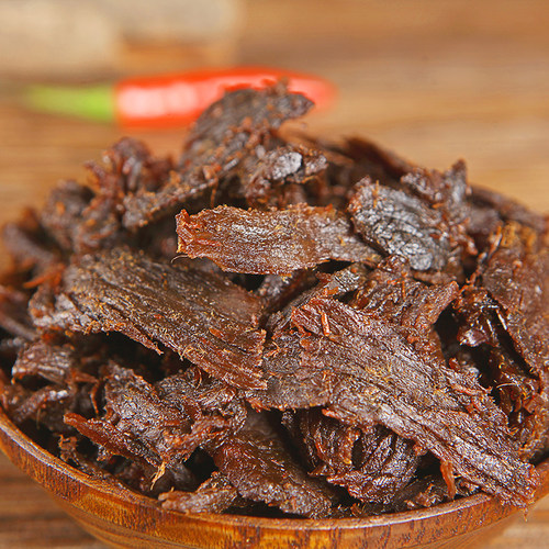 平萍湖岭牛肉干温州特产零食五香小吃手撕黑片酱卤休闲罐装牛肉片 - 图0