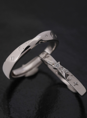 【晚安】情诗三行6.3g足银999对戒情侣戒指小众高级调节刻字礼物