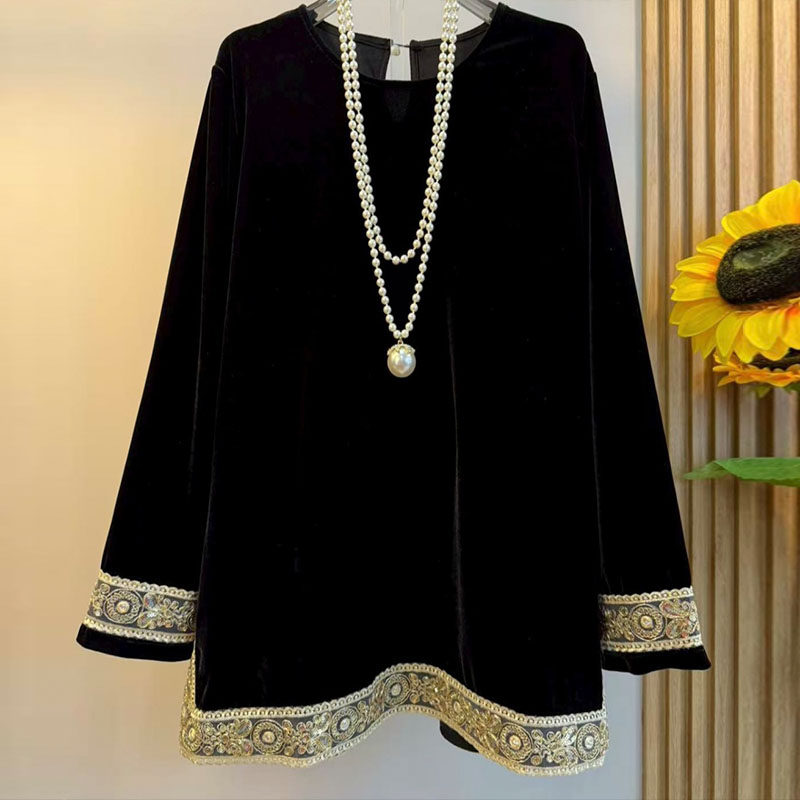 新中式大码女装2025秋季新款国风丝绒拼接蕾丝花边上衣裤子两件套,淘宝优惠券,粉丝福利购,淘宝优惠卷