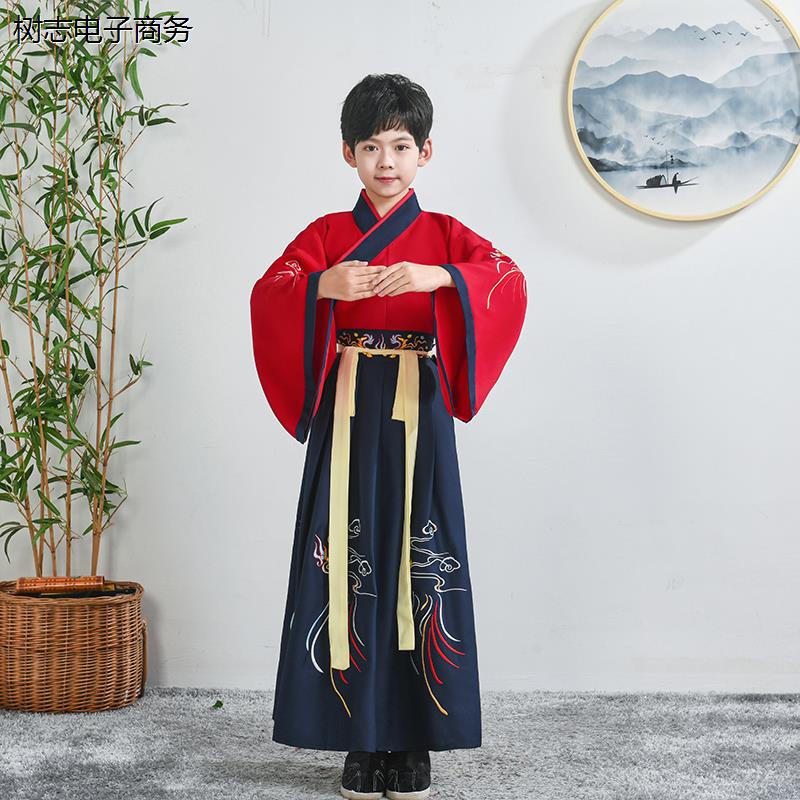 儿童古装汉服男童国学服学生三字经弟子规演出服女童马面襦裙春夏 - 图2