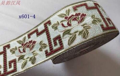 6厘米宽新中式仿亚麻提花花边织带窗帘靠垫沙发汉服移门用辅料 - 图0