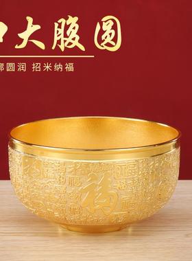 新百福金碗筷三件套沙金筷子金饭碗摆件铜碗家用结婚喜庆新居乔迁