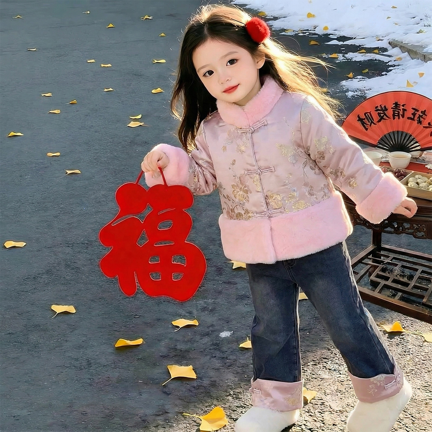 女童冬装套装2026新款儿童洋气汉服国风中式加厚爆款女孩两件套潮,淘宝优惠券,粉丝福利购,淘宝优惠卷