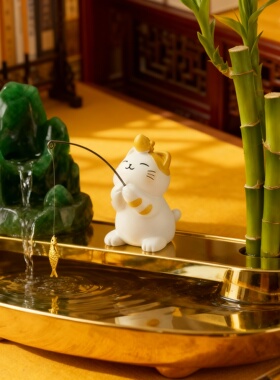 新中式树脂猫咪桌面摆件礼盒装