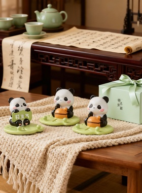 可爱熊猫桌面摆件树脂工艺品